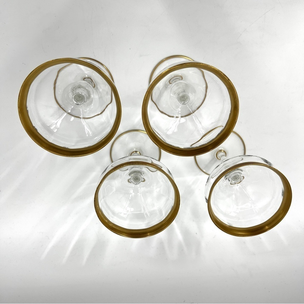 Set of 4 Vintage Minton Tiffin-Franciscan Champagne 4 Ounces Gold Rim Glasses - Picture 6 of 14